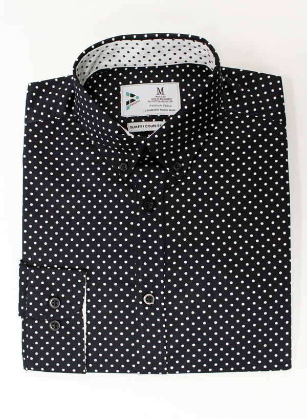 Navy Dotted Dress Shirt folded