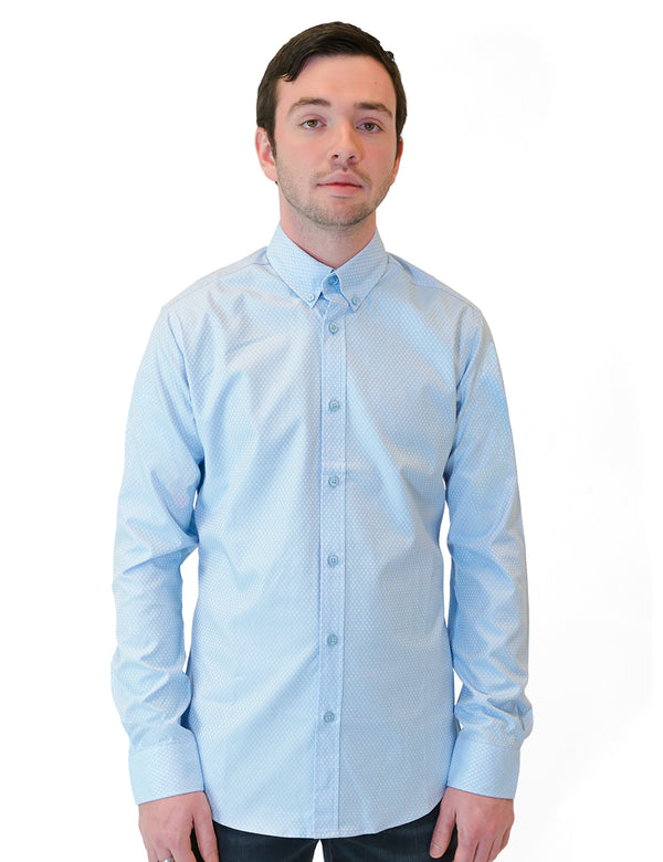 Blue Diamond Weave Dress Shirt front center