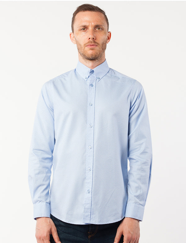 Blue Woven Diamond Dress Shirt front center
