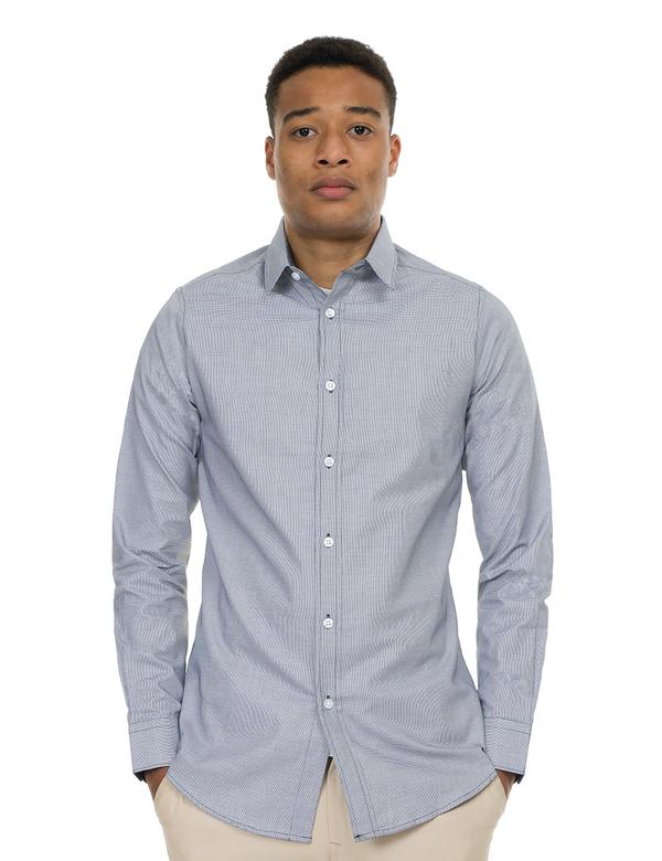 Grey Textured Button Down Shirt front center