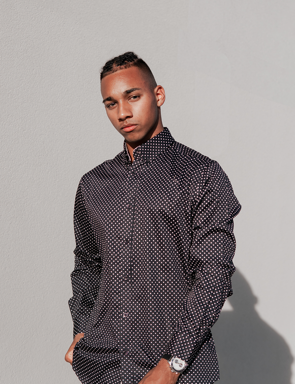 Navy Dotted Dress Shirt front center