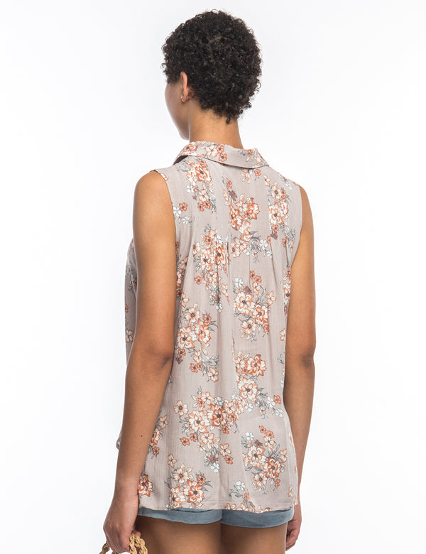 sleeveless button down shirt back left side