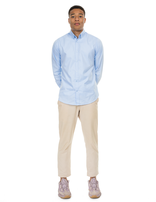 Blue Herringbone Dress Shirt