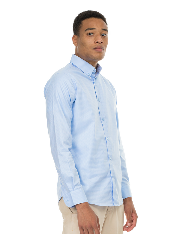 Blue Herringbone Dress Shirt