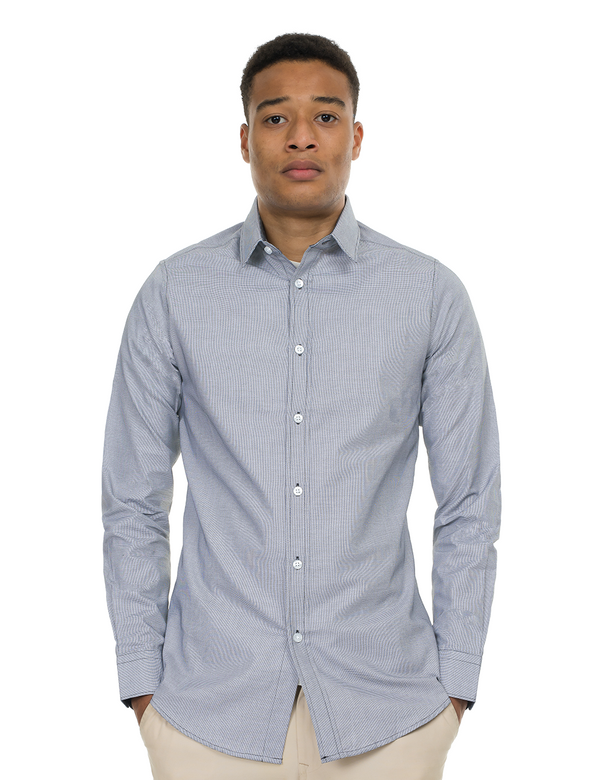 Grey Textured Button-Up Shirt