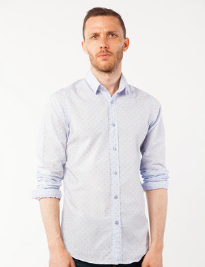 Blue Striped and dots dress shirt front center