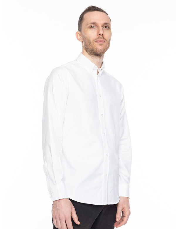 White Herringbone Dress Shirt